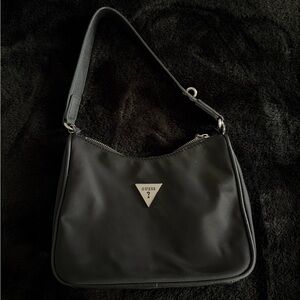 GUESS Black Men's Belt / Shoulder Bag with Silver Logo